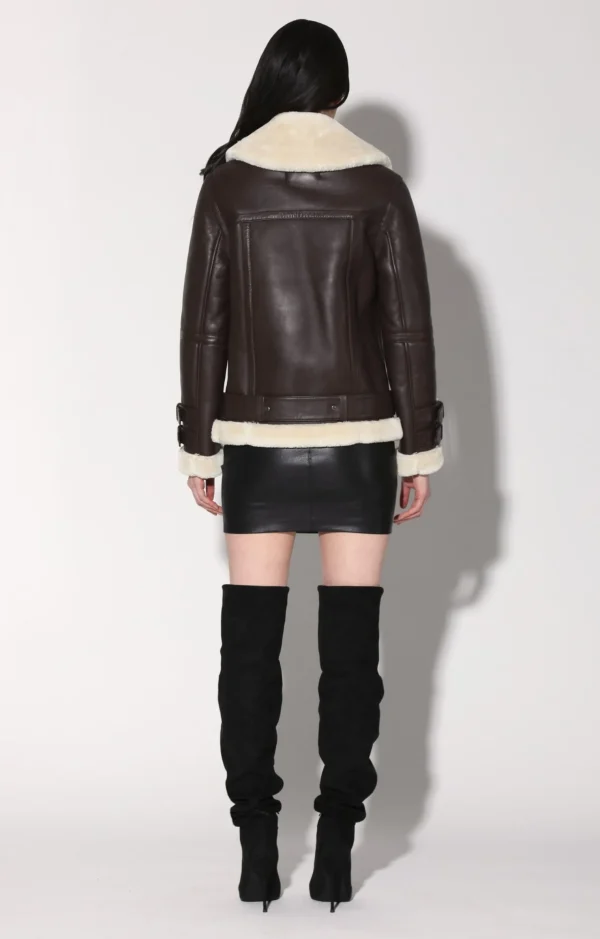 Walter Baker Whitney Jacket, Mocha/Off White-Leather>Women Jackets